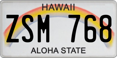HI license plate ZSM768