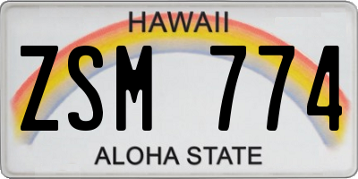 HI license plate ZSM774