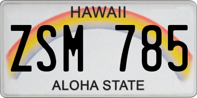 HI license plate ZSM785