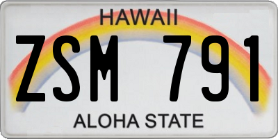 HI license plate ZSM791