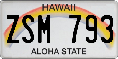 HI license plate ZSM793