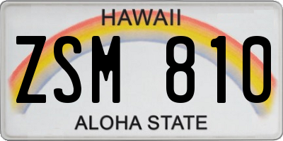 HI license plate ZSM810
