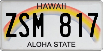 HI license plate ZSM817