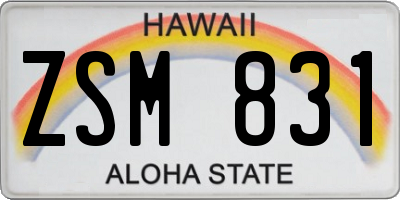 HI license plate ZSM831