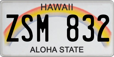 HI license plate ZSM832