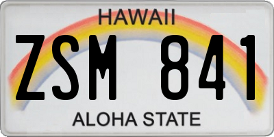 HI license plate ZSM841