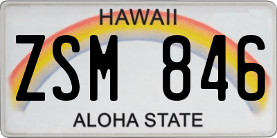 HI license plate ZSM846