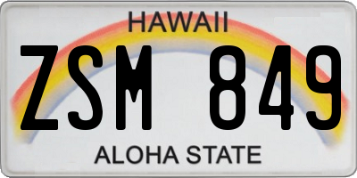 HI license plate ZSM849