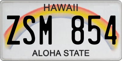 HI license plate ZSM854