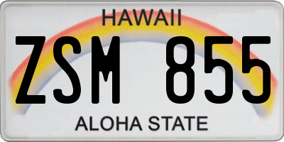 HI license plate ZSM855