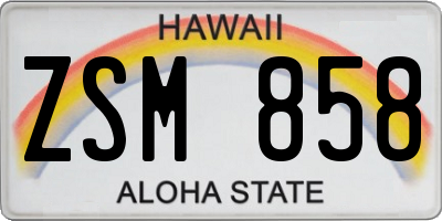 HI license plate ZSM858
