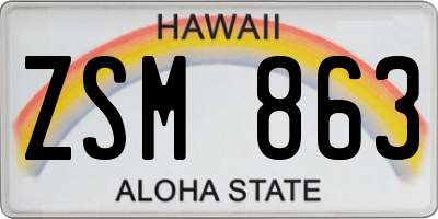 HI license plate ZSM863