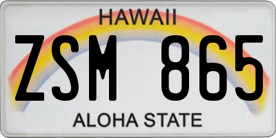 HI license plate ZSM865
