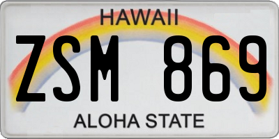HI license plate ZSM869