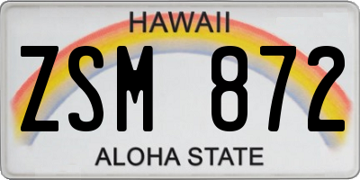 HI license plate ZSM872