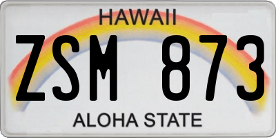 HI license plate ZSM873
