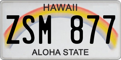 HI license plate ZSM877