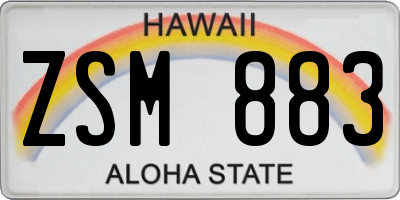 HI license plate ZSM883
