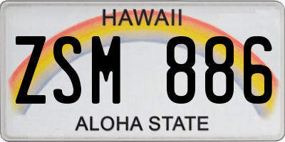 HI license plate ZSM886