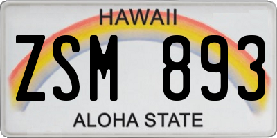 HI license plate ZSM893
