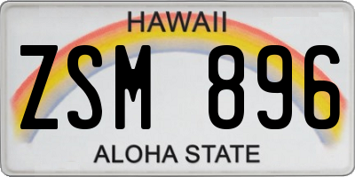 HI license plate ZSM896