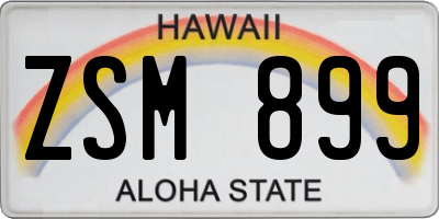 HI license plate ZSM899