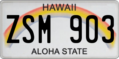 HI license plate ZSM903