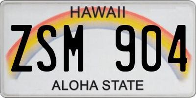 HI license plate ZSM904