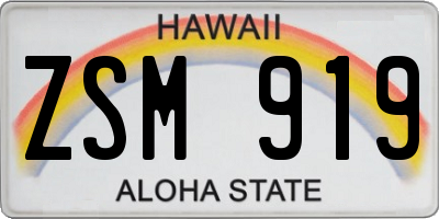 HI license plate ZSM919