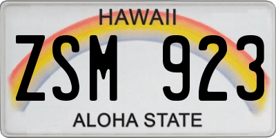 HI license plate ZSM923