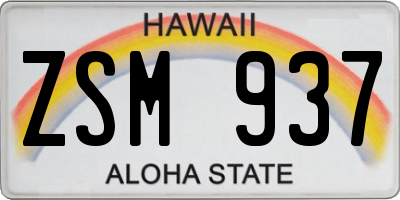 HI license plate ZSM937