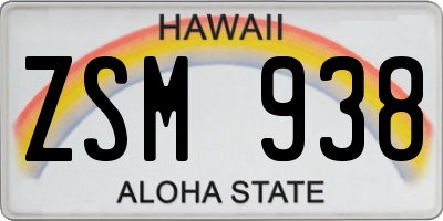 HI license plate ZSM938