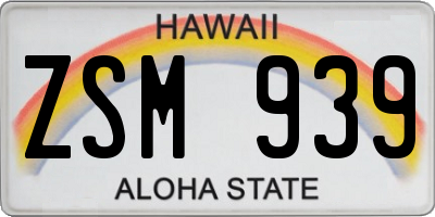 HI license plate ZSM939