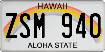 HI license plate ZSM940