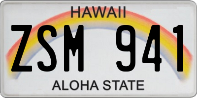 HI license plate ZSM941
