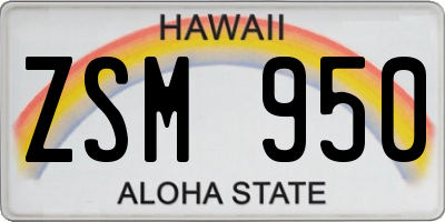 HI license plate ZSM950