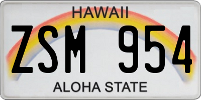 HI license plate ZSM954