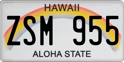 HI license plate ZSM955
