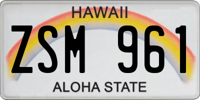 HI license plate ZSM961