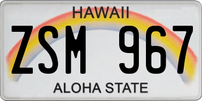 HI license plate ZSM967