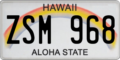 HI license plate ZSM968