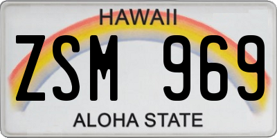 HI license plate ZSM969