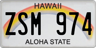 HI license plate ZSM974