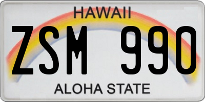 HI license plate ZSM990