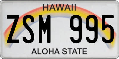 HI license plate ZSM995