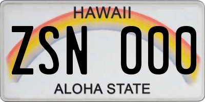 HI license plate ZSN000