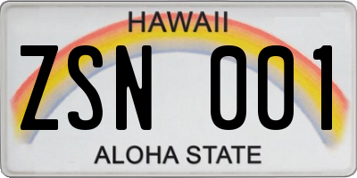 HI license plate ZSN001