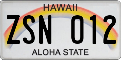HI license plate ZSN012