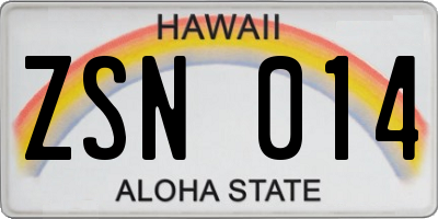 HI license plate ZSN014