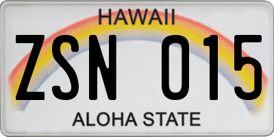 HI license plate ZSN015